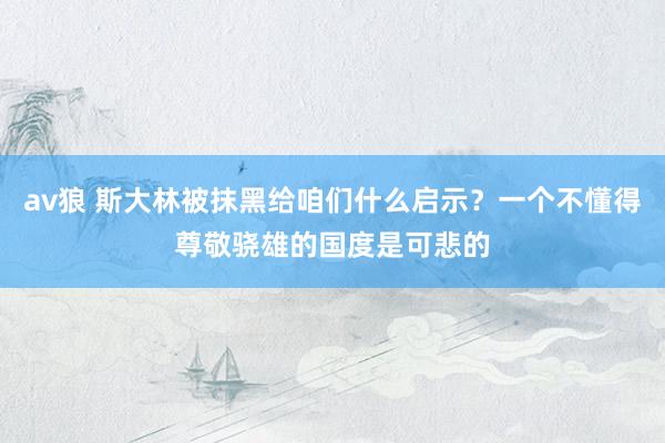 av狼 斯大林被抹黑给咱们什么启示？一个不懂得尊敬骁雄的国度是可悲的